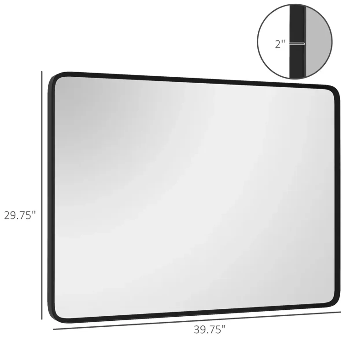 40 x 30 Inch Wall Mirror Aluminum Frame Rectangular Wall Mirrors for Bathroom