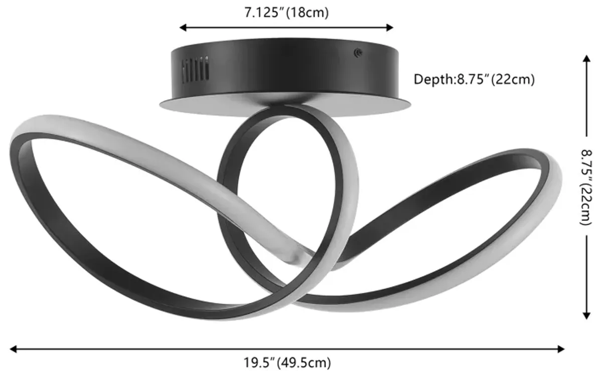 Chantelle 1-Light Modern Minimalist Aluminum Loop Integrated LED Semi Flush Mount