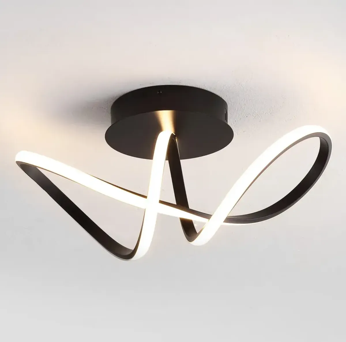 Chantelle 1-Light Modern Minimalist Aluminum Loop Integrated LED Semi Flush Mount