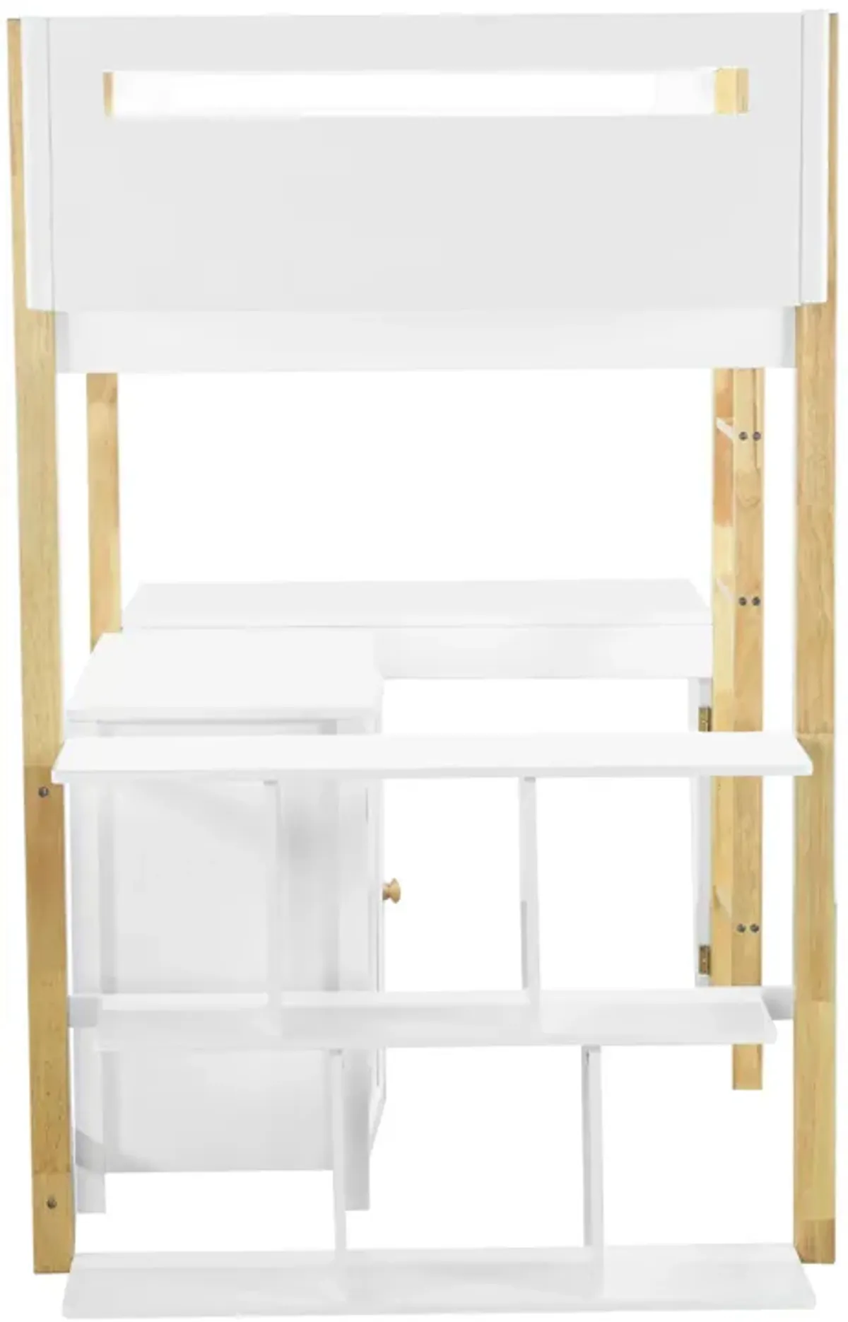 Merax Wood Loft Bed With Built-in Storage Cabinet