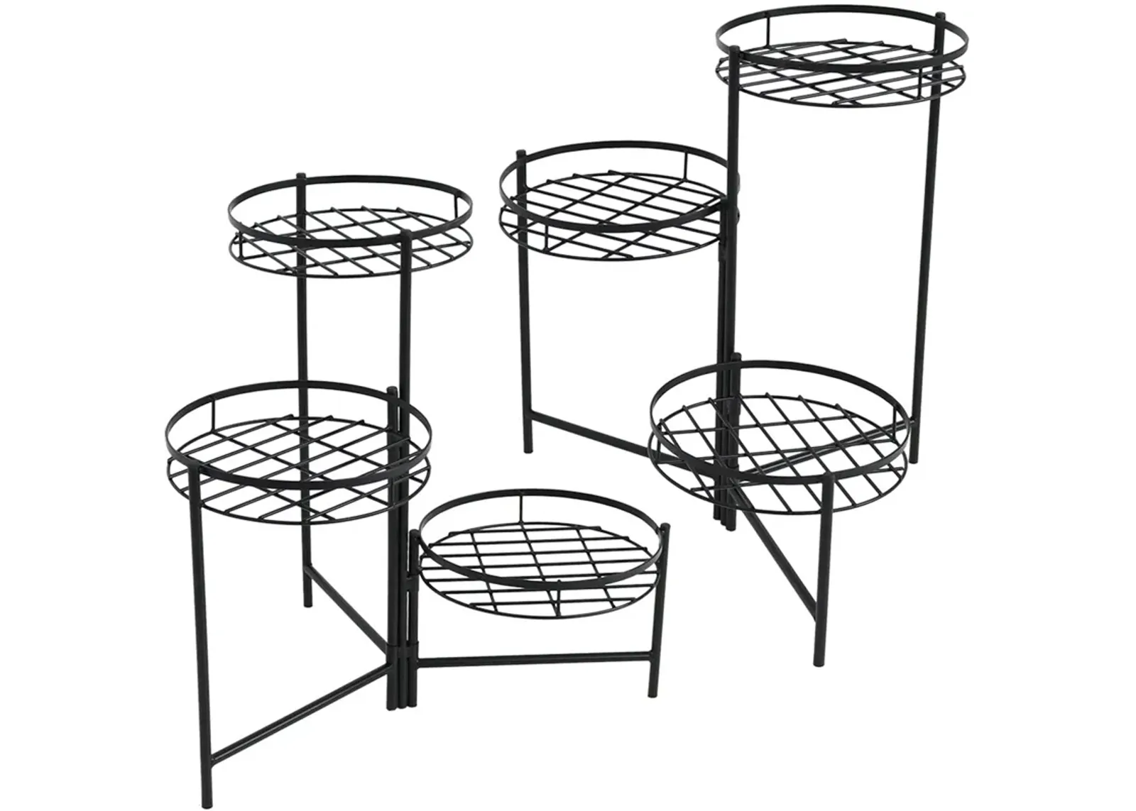 Sunnydaze Black Iron 3-Tier Outdoor Plant Stand - 22 in - Set of 2