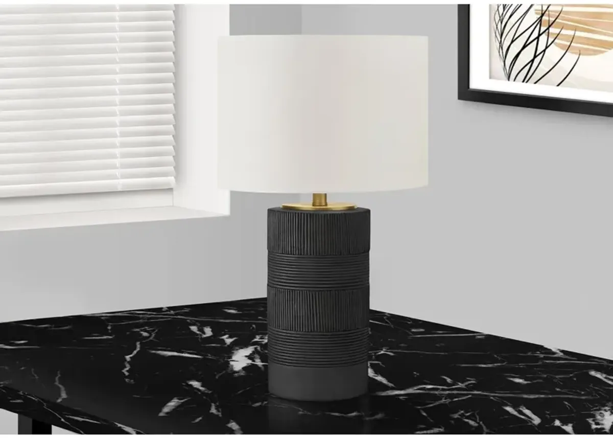 Monarch Specialties I 9619 - Lighting, 24"H, Table Lamp, Black Resin, Ivory / Cream Shade, Contemporary