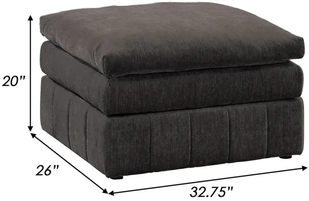 Luna 33 Inch Modular Ottoman, Three Layer Plush Cushioned Seat, Dark Gray-Benzara