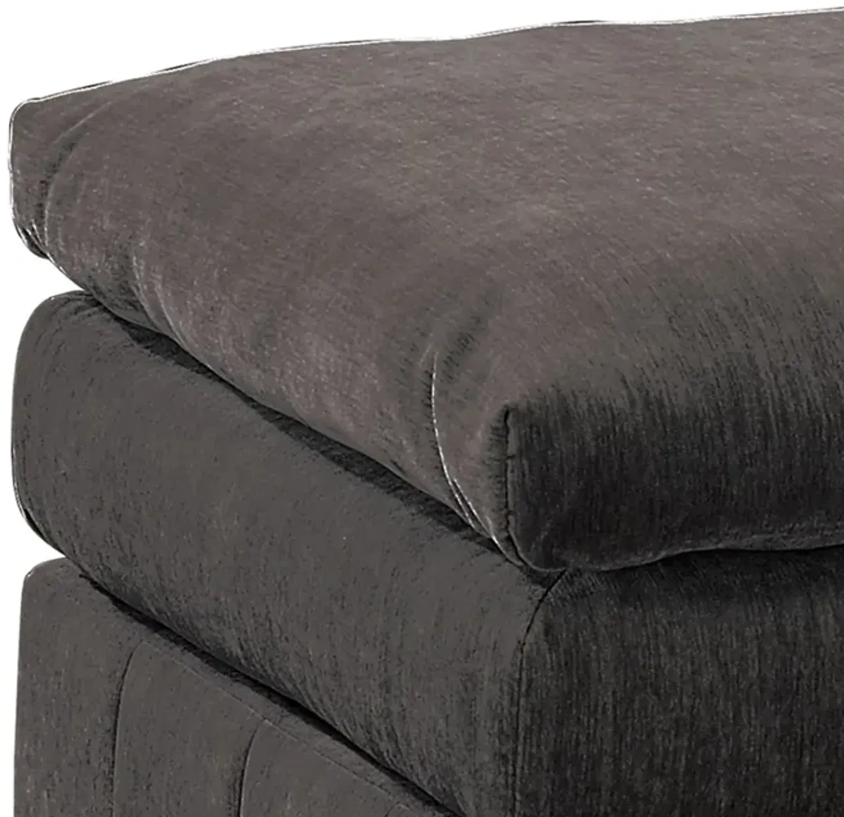 Luna 33 Inch Modular Ottoman, Three Layer Plush Cushioned Seat, Dark Gray-Benzara