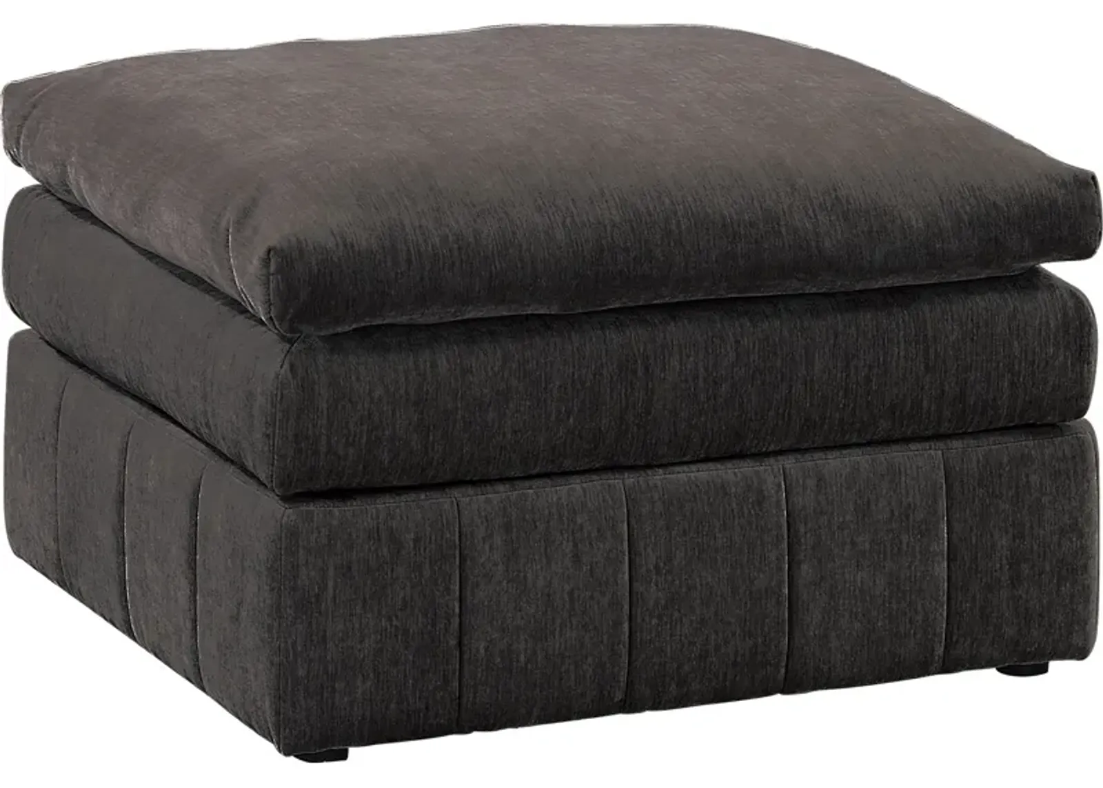 Luna 33 Inch Modular Ottoman, Three Layer Plush Cushioned Seat, Dark Gray-Benzara