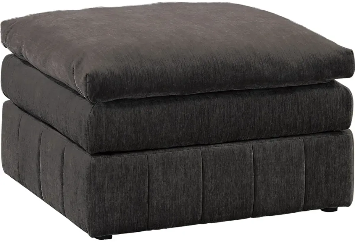 Luna 33 Inch Modular Ottoman, Three Layer Plush Cushioned Seat, Dark Gray-Benzara