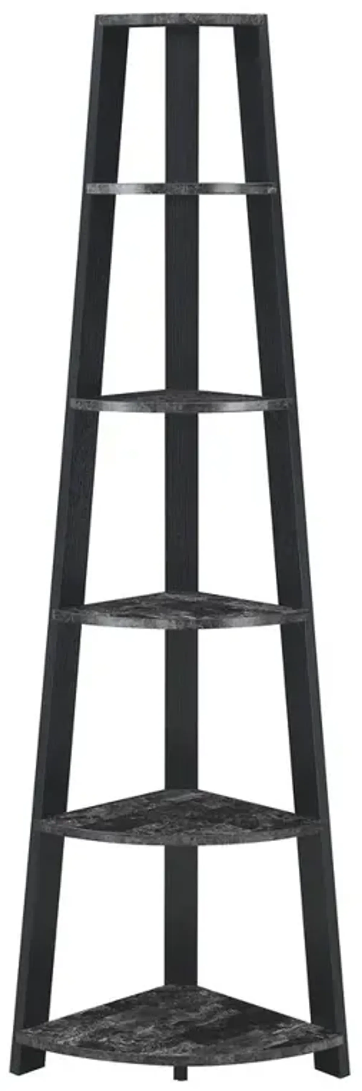 Convenience Concepts Newport 5 Tier Corner Bookshelf Black Faux Marble/Black