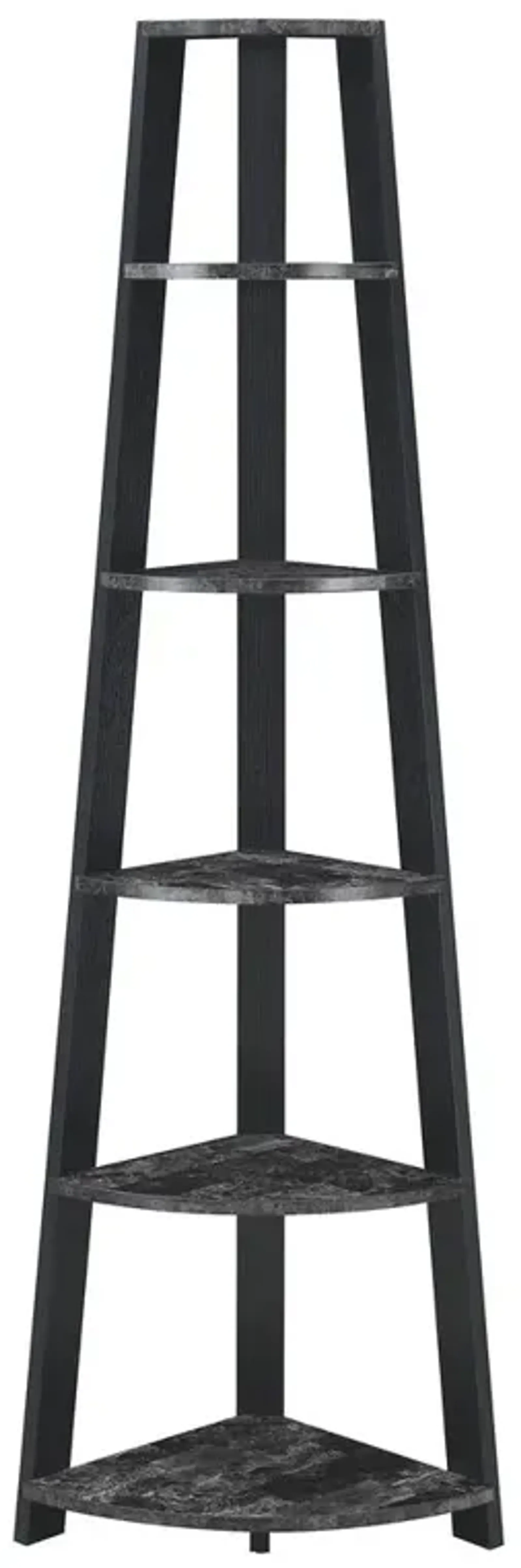 Convenience Concepts Newport 5 Tier Corner Bookshelf Black Faux Marble/Black