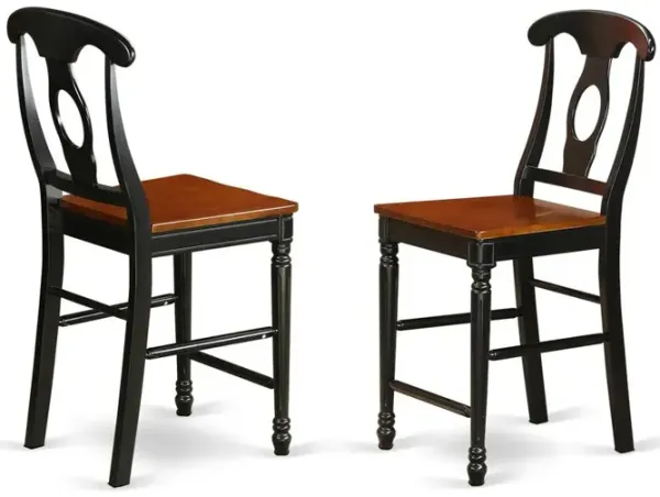 Kenley Counter Height Stools With Wood Seat In Black and Cherry Finish, Set of 2