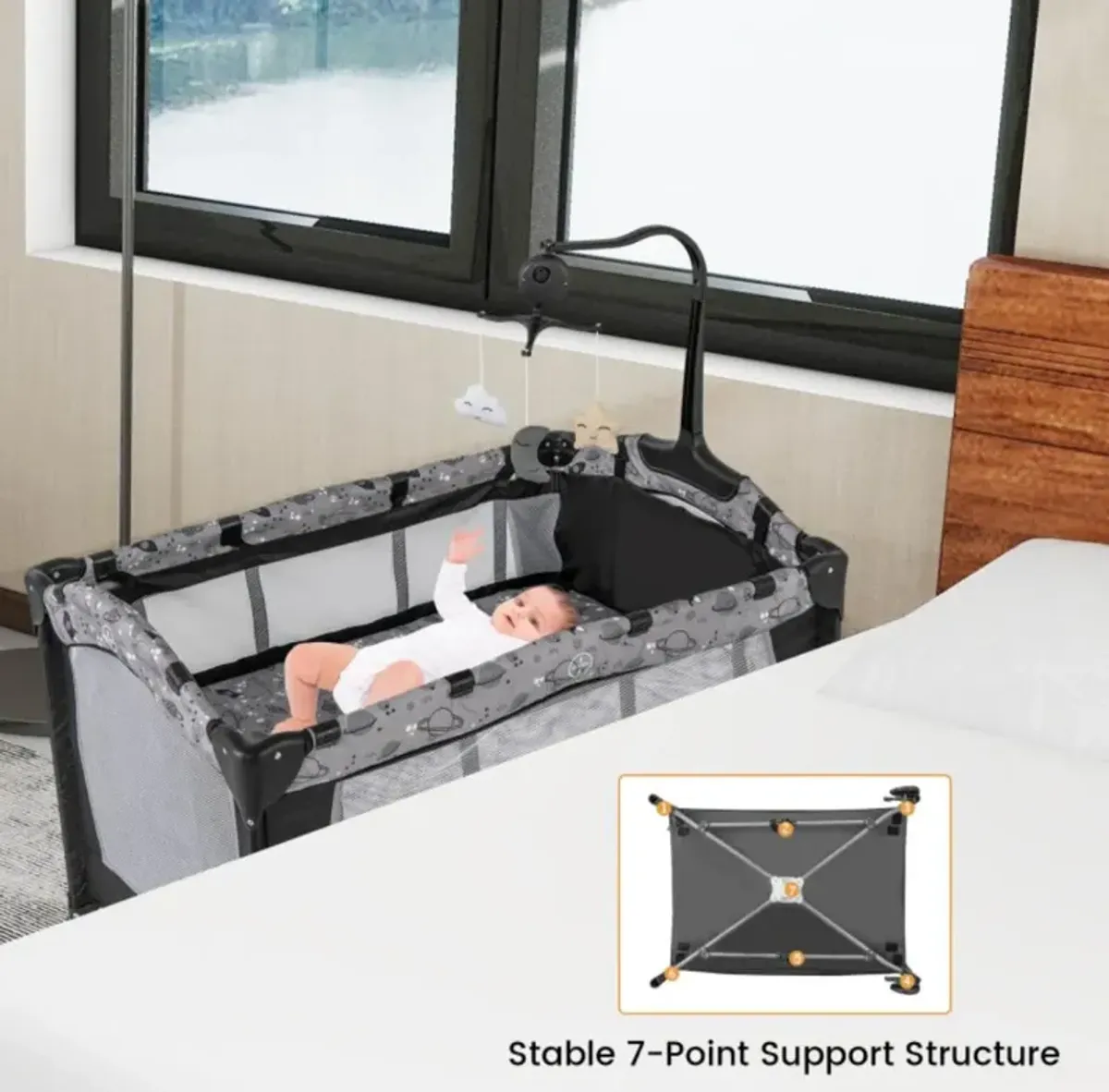 Hivvago Multi-Functional Baby Playpen with Mattress and Removable Changing Table