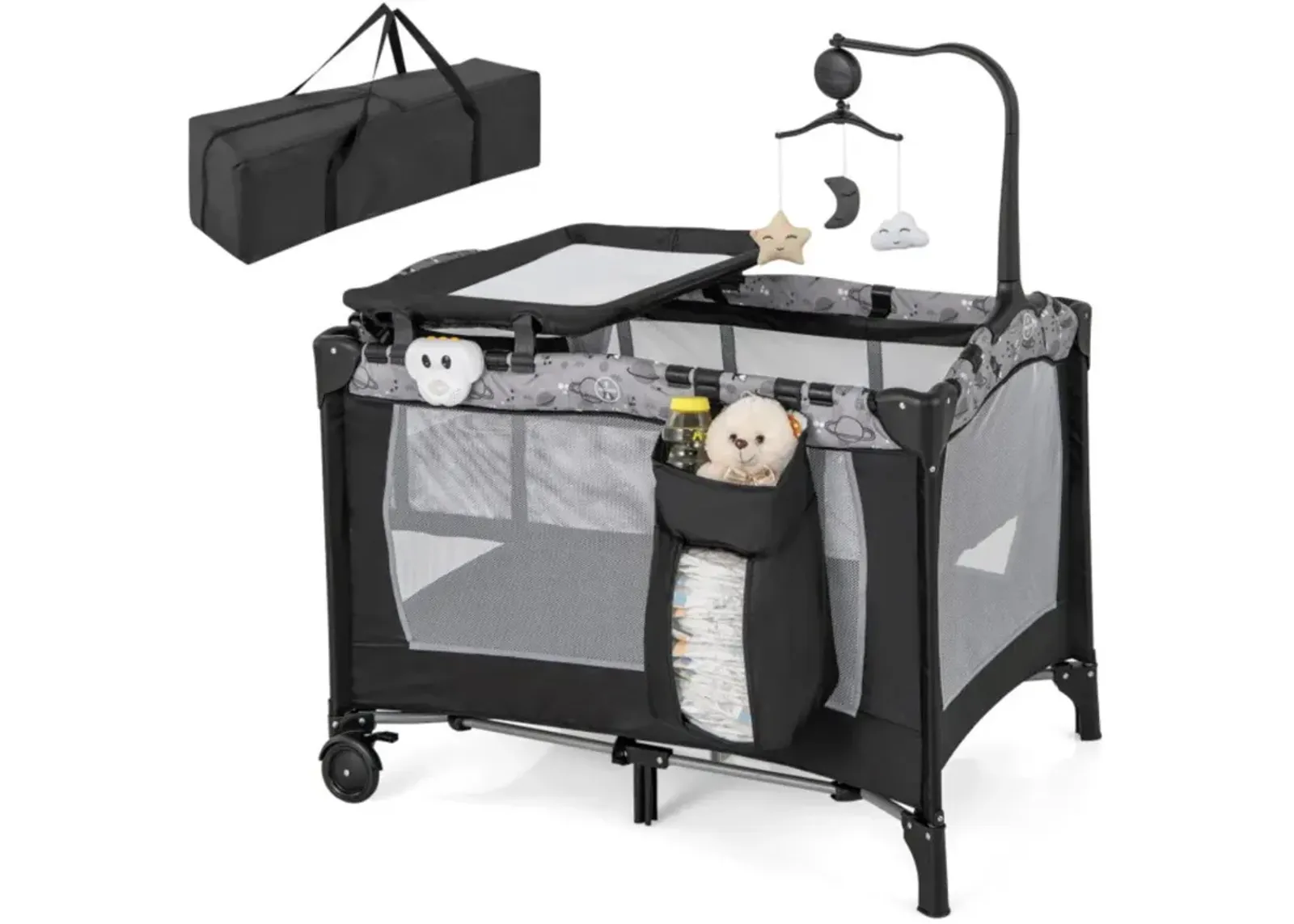 Hivvago Multi-Functional Baby Playpen with Mattress and Removable Changing Table