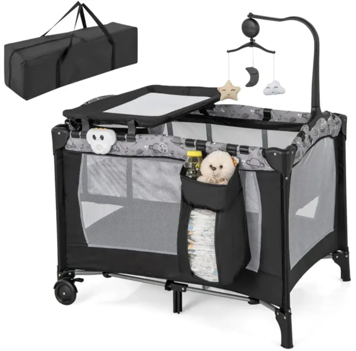 Hivvago Multi-Functional Baby Playpen with Mattress and Removable Changing Table