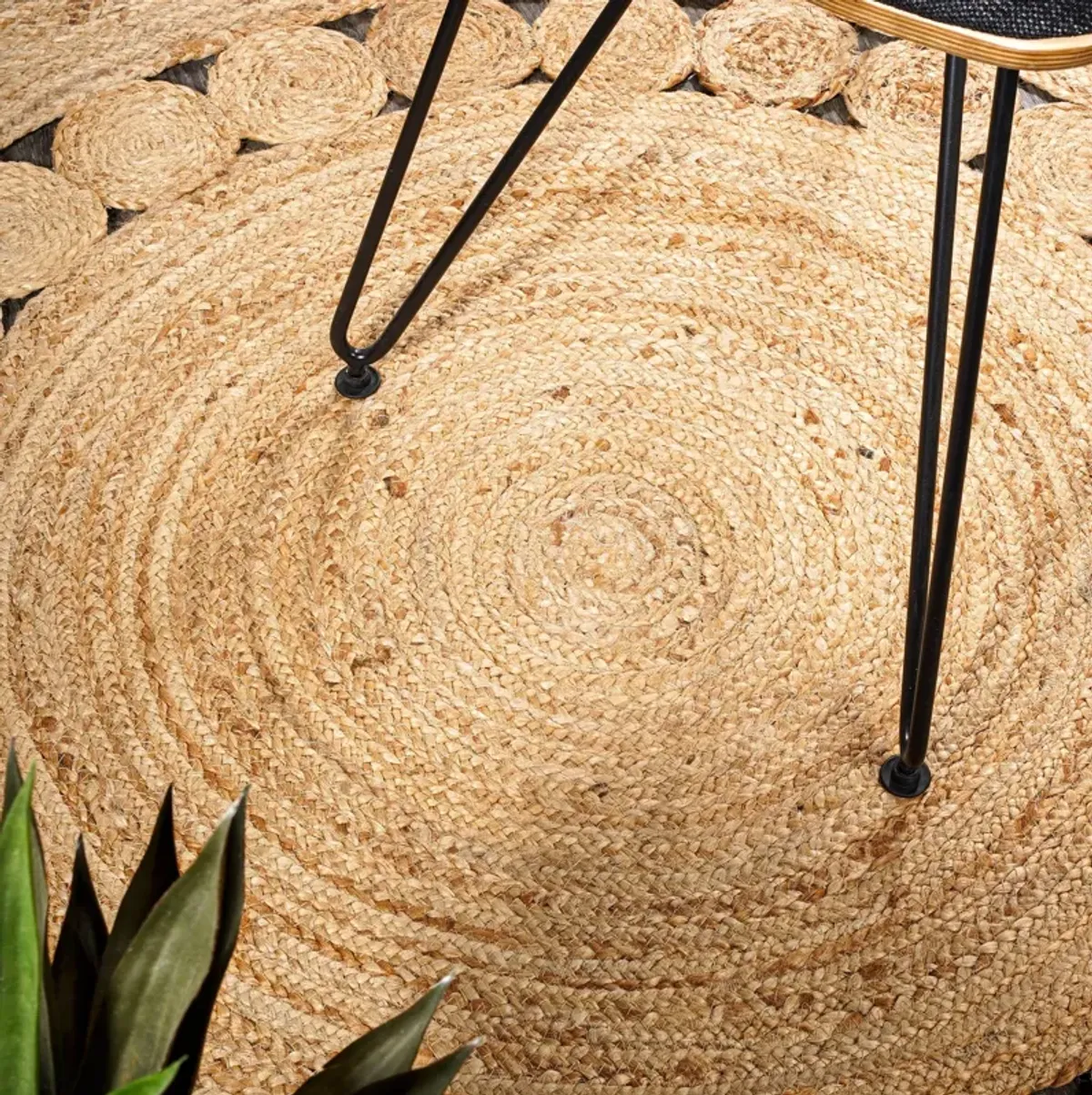 Dahlia Round Natural Jute Boho Circle Natural Round Area Rug