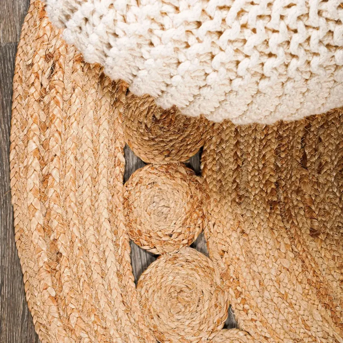 Dahlia Round Natural Jute Boho Circle Natural Round Area Rug