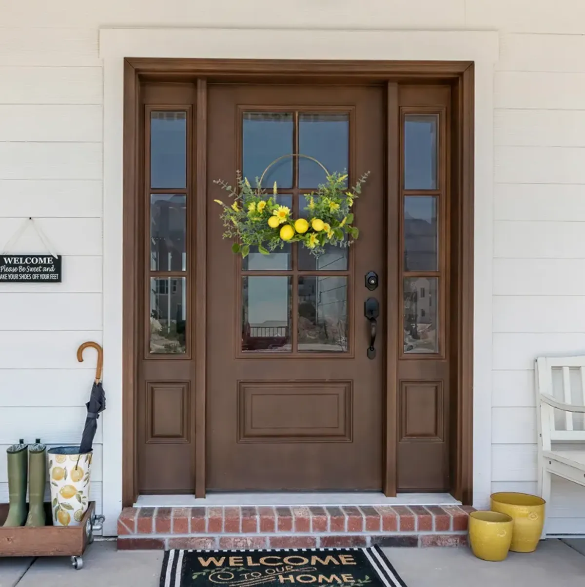 Lemon and Daisy Springtime Half Wreath - 22" - Yellow