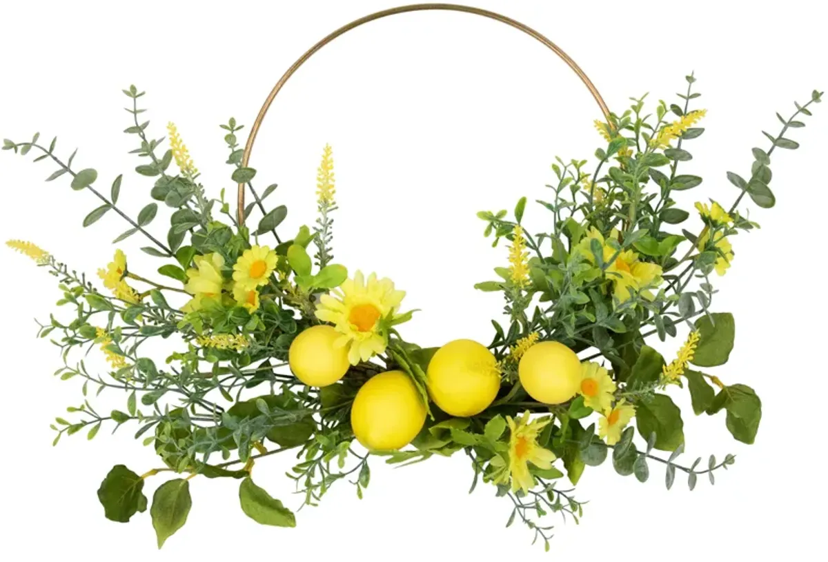 Lemon and Daisy Springtime Half Wreath - 22" - Yellow