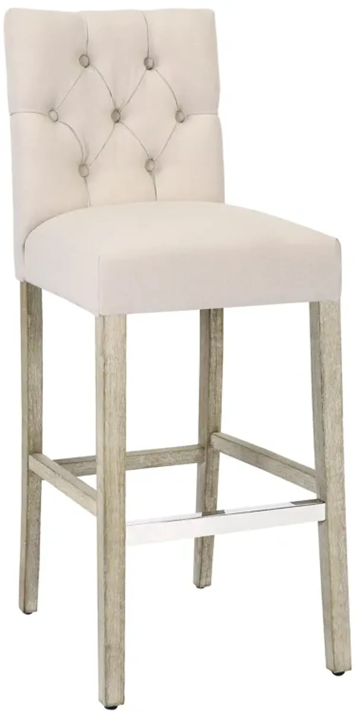 WestinTrends 29" Linen Fabric Tufted Upholstered Bar Stool, Antique Grey