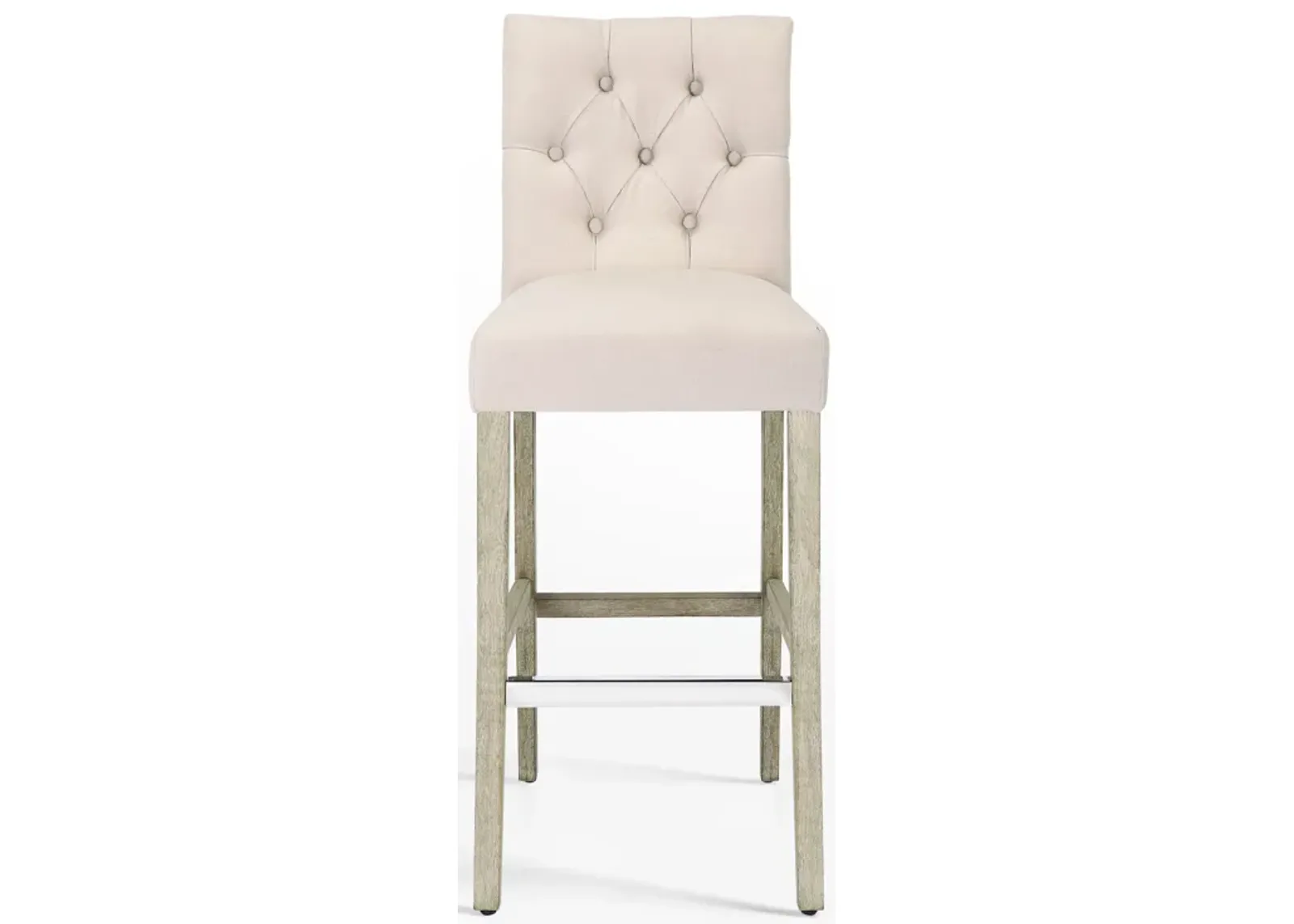 WestinTrends 29" Linen Fabric Tufted Upholstered Bar Stool, Antique Grey