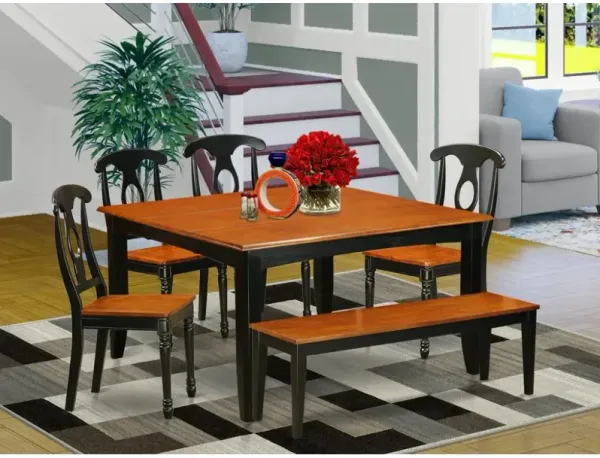6 PC Dining room set with bench-Dining Table and 4 Wood Dining Chairs plus a bench