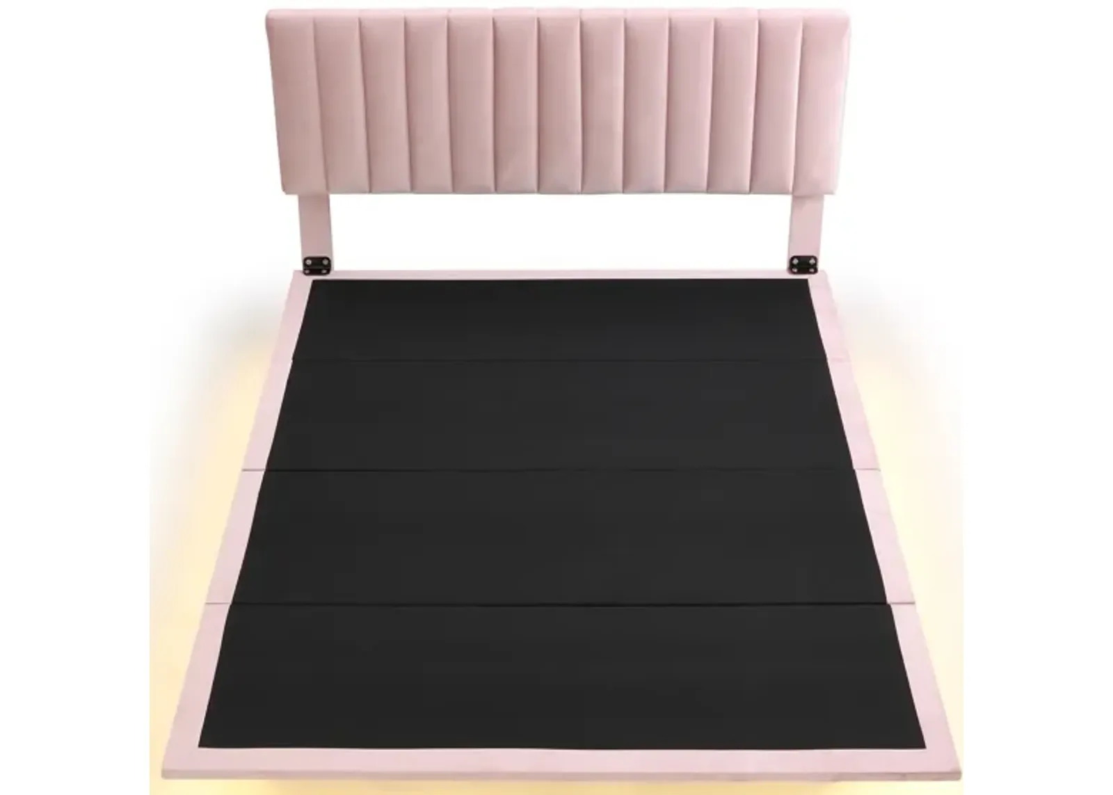 Merax Modern Velvet  Platform Bed with Sensor Light