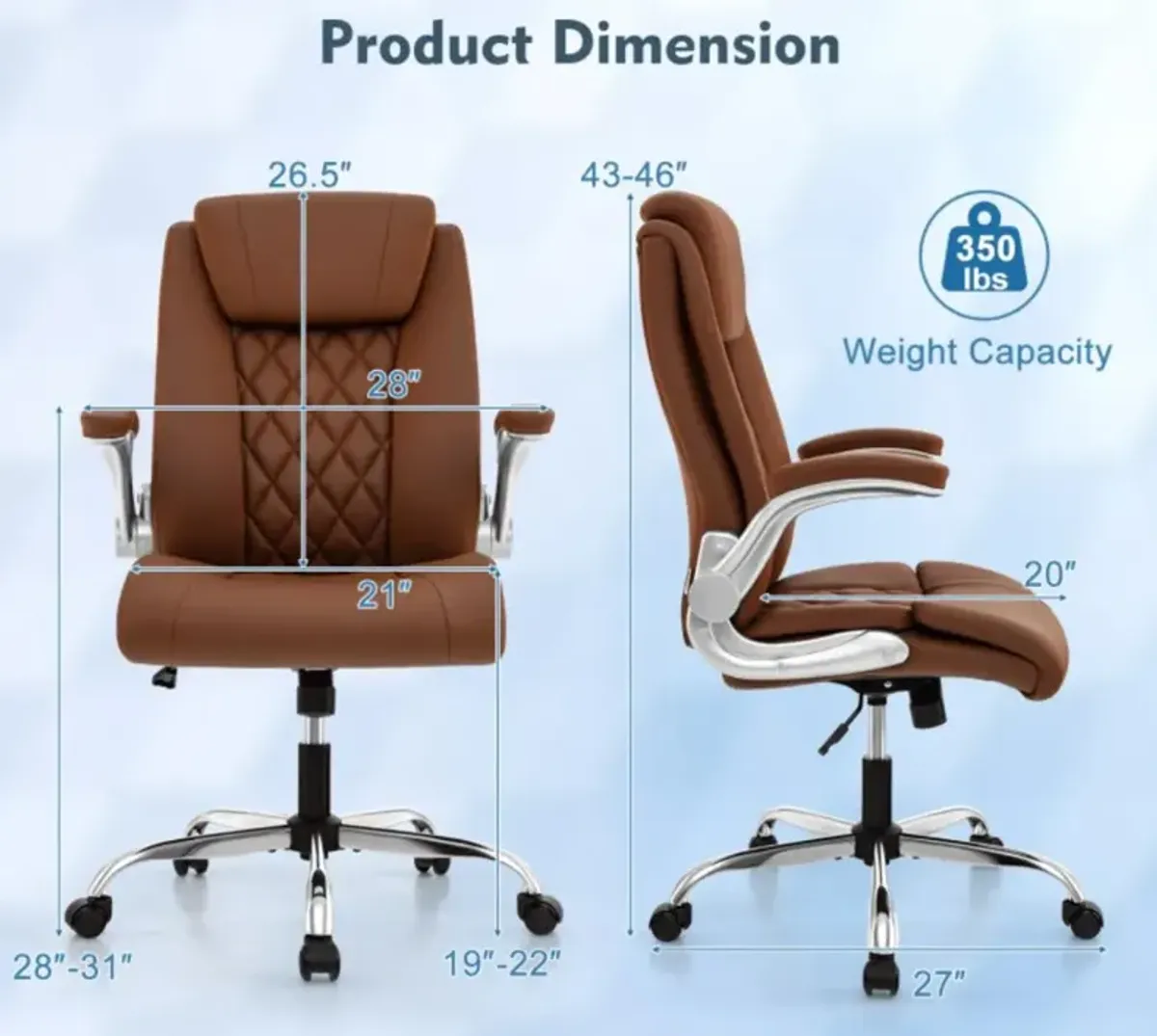 Hivvago Modern Height Adjustable PU Leather Office Chair with Rocking Function