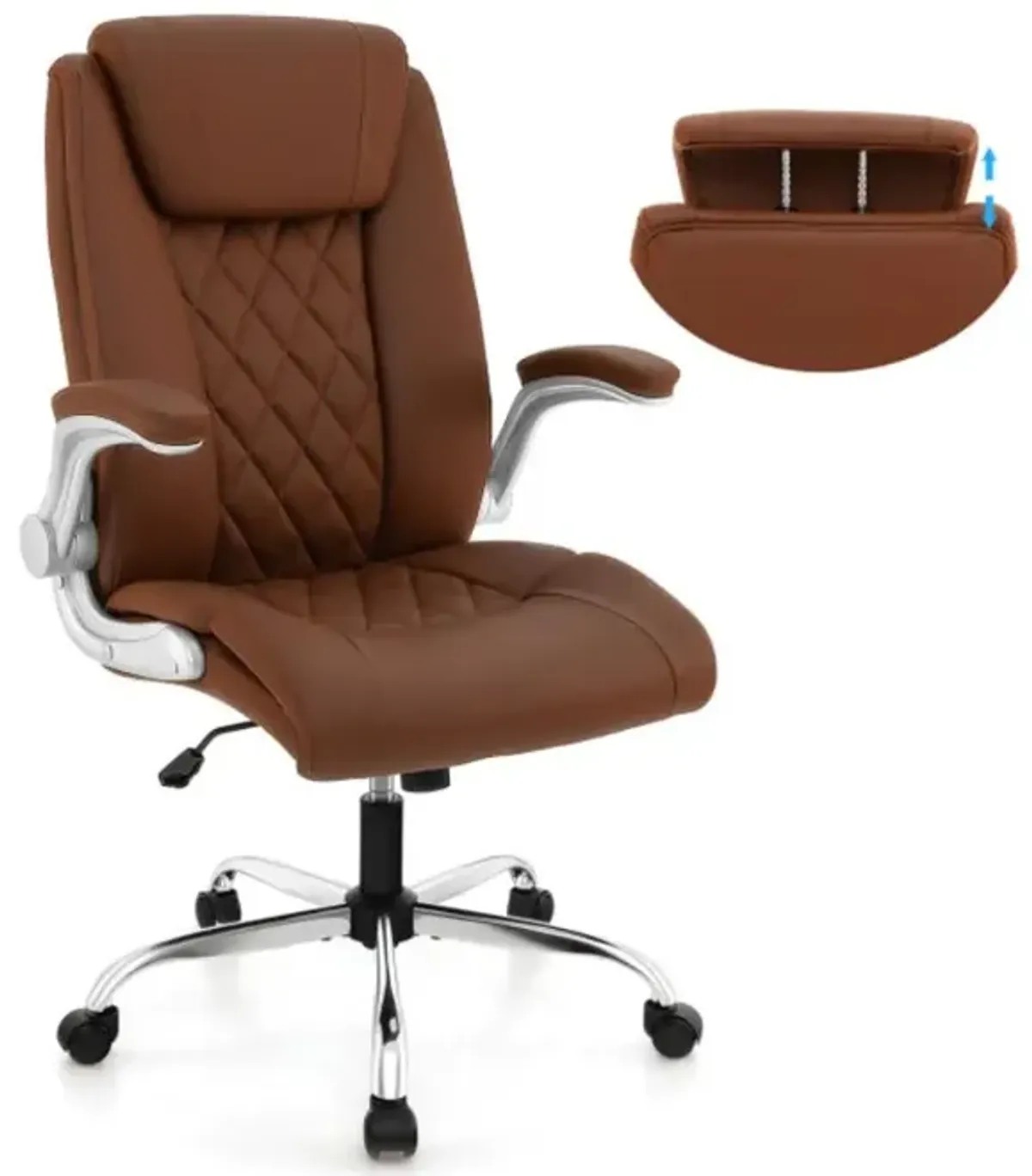 Hivvago Modern Height Adjustable PU Leather Office Chair with Rocking Function