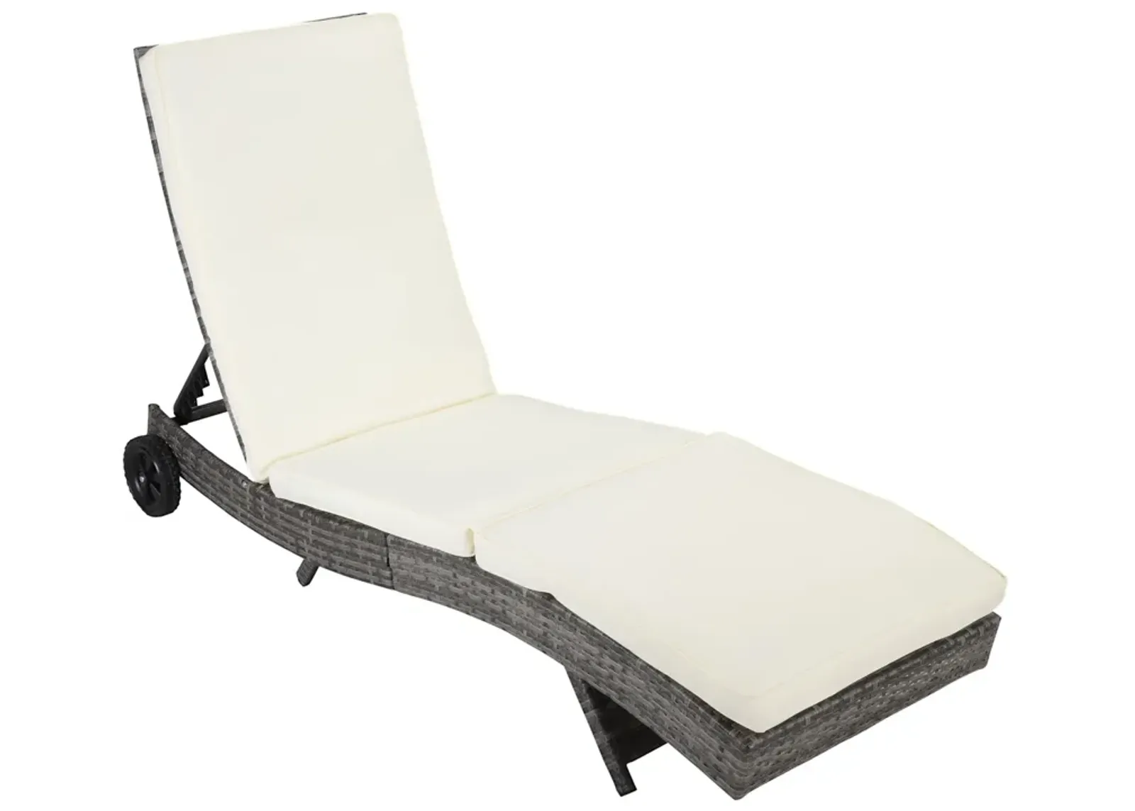 Off-white Sun Lounger: Wicker Chaise with Adjustable Backrest