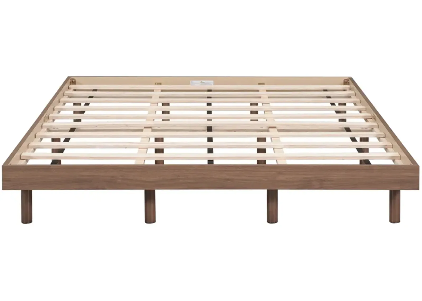 Modern Design Queen Floating Platform Bed Frame For Walnut Color