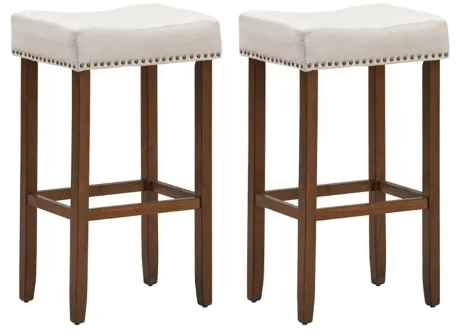 Hivvago Set of 2 Nailhead Saddle Bar Stools 29 Inch Height