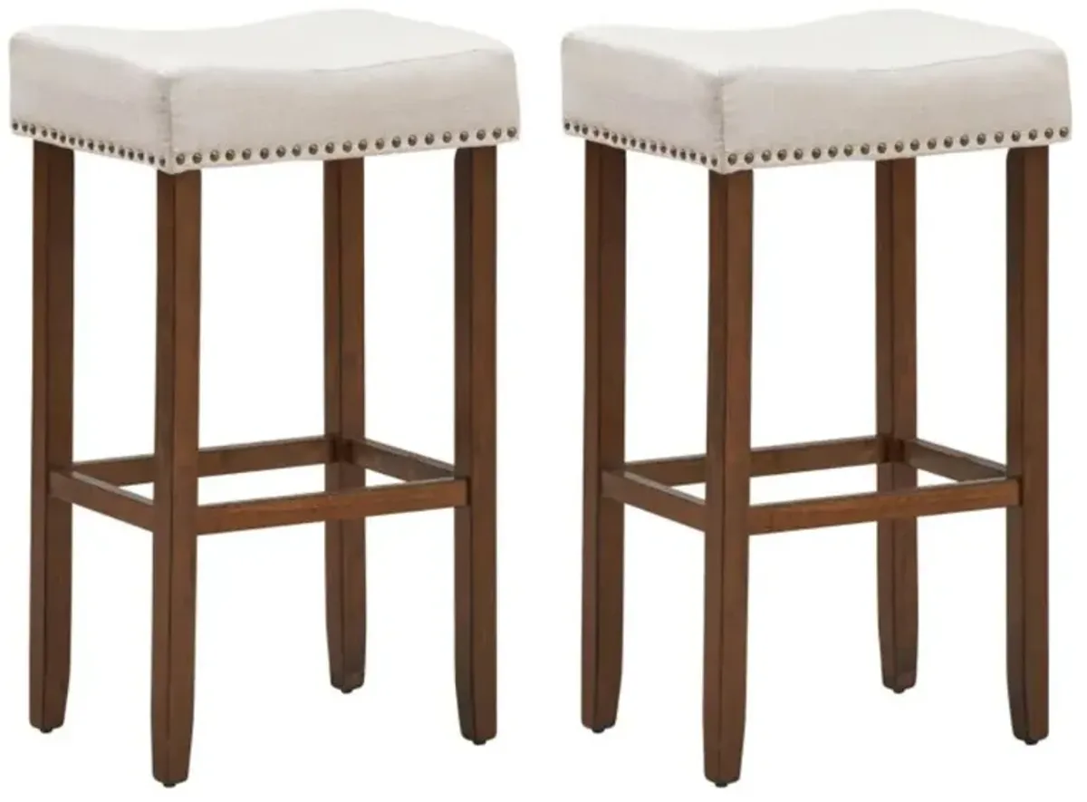 Hivvago Set of 2 Nailhead Saddle Bar Stools 29 Inch Height