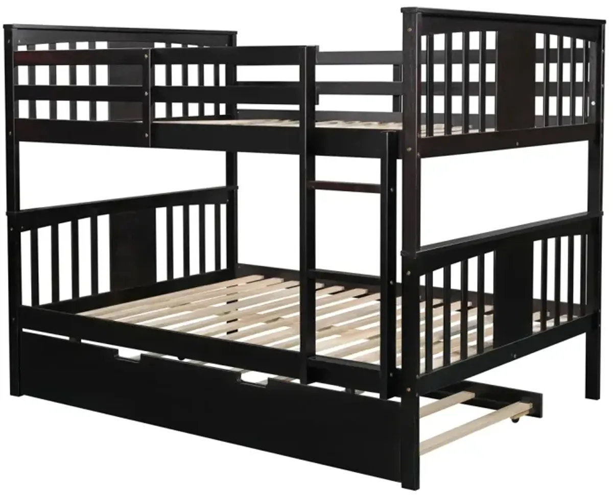 Full Over Full Bunk Bed With Twin Size Trundle And Ladder