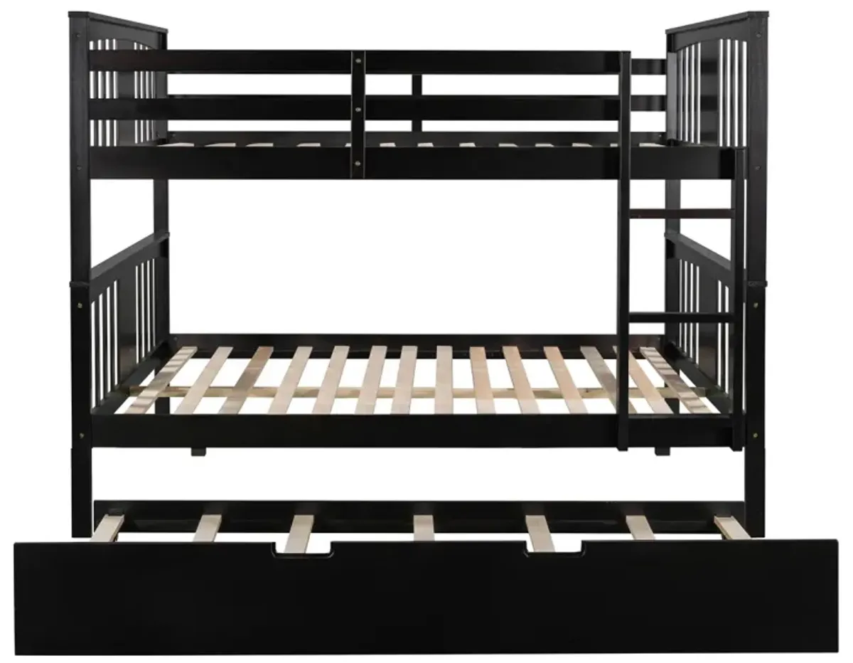 Full Over Full Bunk Bed With Twin Size Trundle And Ladder