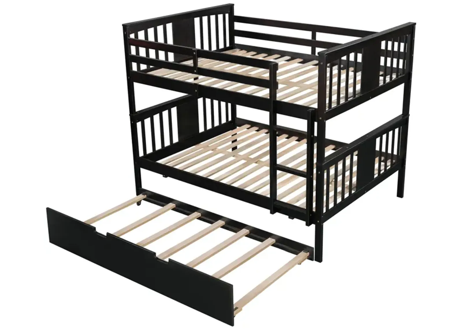 Full Over Full Bunk Bed With Twin Size Trundle And Ladder