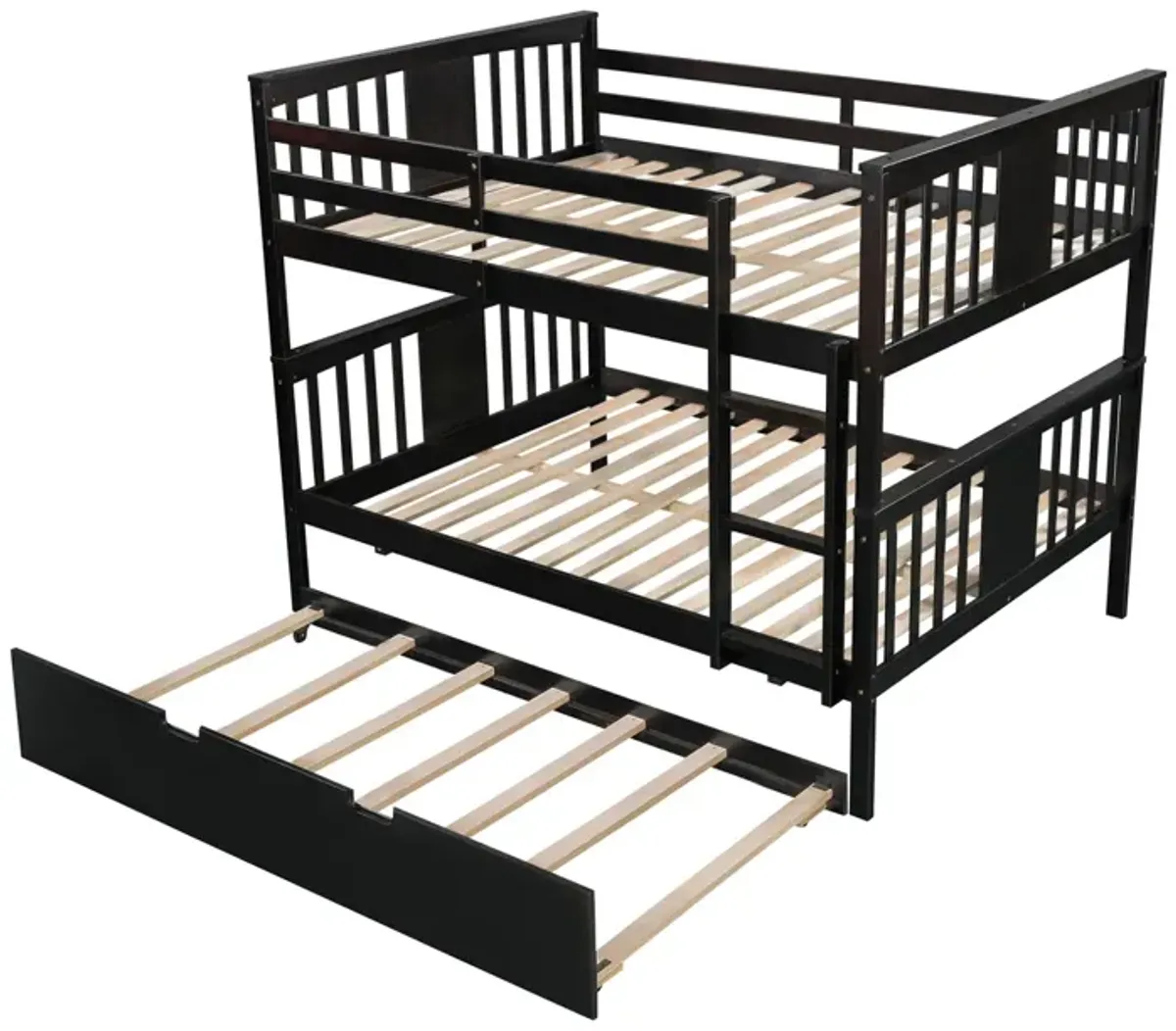 Full Over Full Bunk Bed With Twin Size Trundle And Ladder