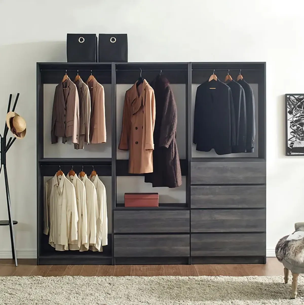 Prosper Gray Freestanding Walk in Wood Closet System