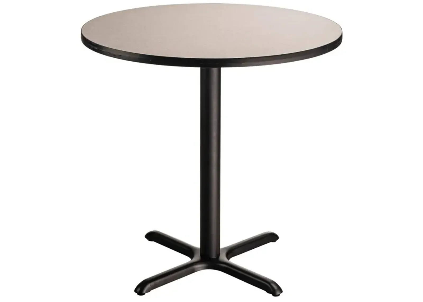 NPS® Café Table, 36" Round, "X" Base, 36" Height, Particleboard Core/T-Mold - Grey