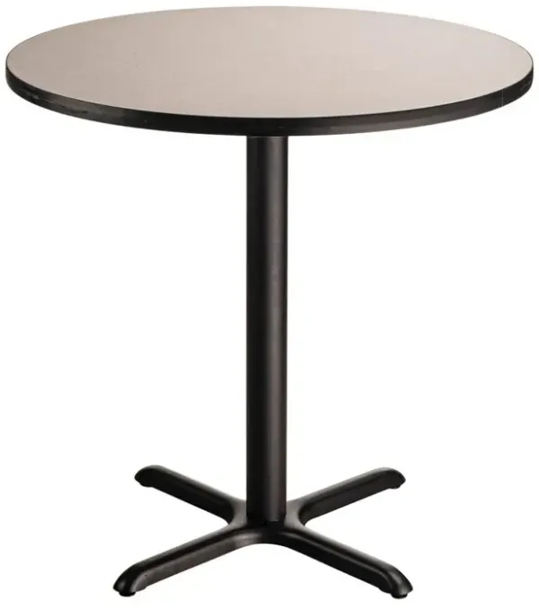 NPS® Café Table, 36" Round, "X" Base, 36" Height, Particleboard Core/T-Mold - Grey