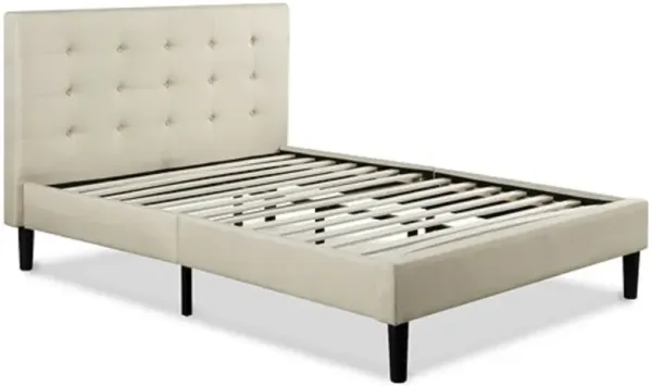 Stylish Upholstered Platform Bed Frame – Padded Headboard, Low Profile, and Durable Wood Support