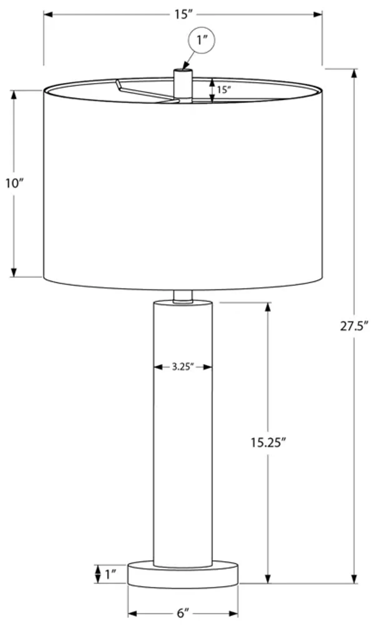 Monarch Specialties I 9657 - Lighting, 28"H, Table Lamp, Nickel Metal, Ivory / Cream Shade, Contemporary