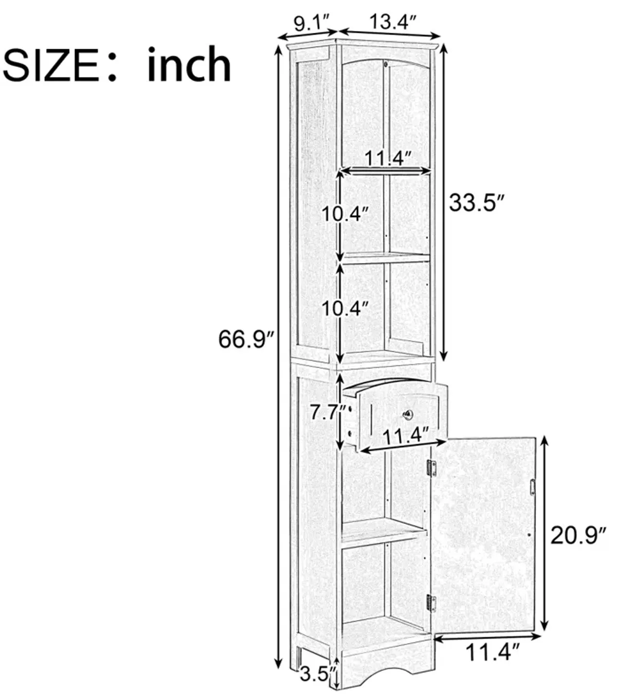 Tall Bathroom Cabinet, Freestanding Storage Cabinet With Drawer, MDF Board, Adjustable Shelf, Grey