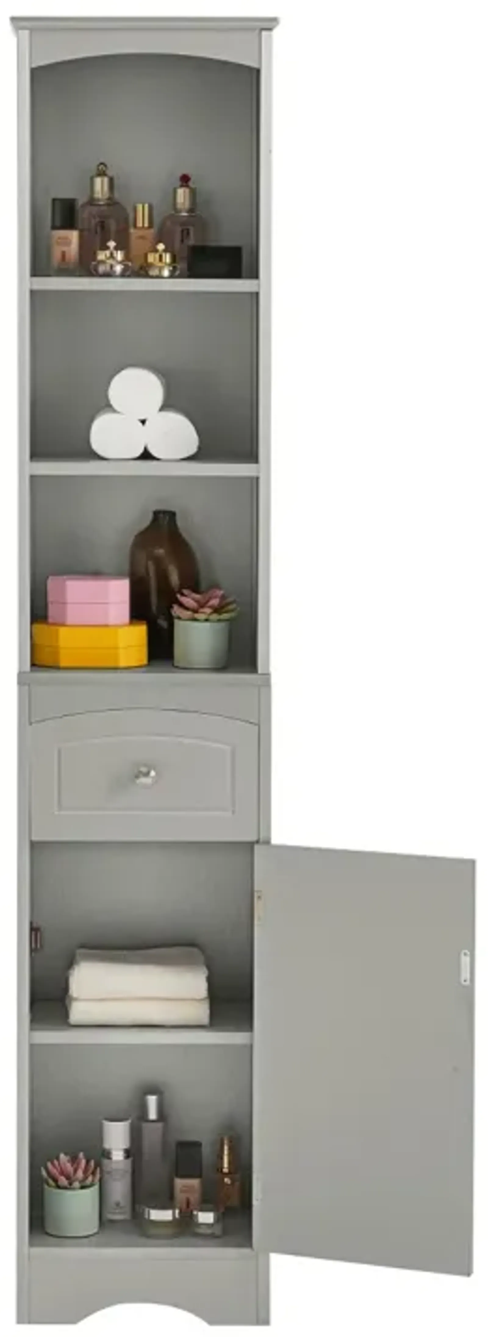 Tall Bathroom Cabinet, Freestanding Storage Cabinet With Drawer, MDF Board, Adjustable Shelf, Grey