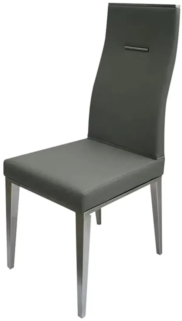 Light Gray Dining Chair With Brushed Stainless Steel, Set Of 4