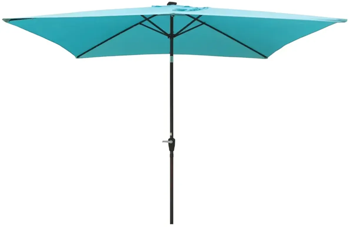 Solar LED Patio Umbrella: Crank, Tilt, 10x6.5 ft