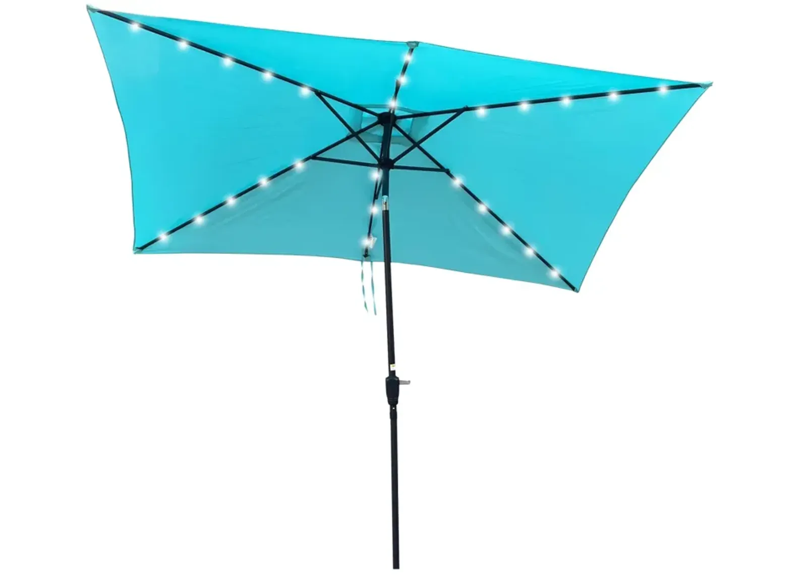 Solar LED Patio Umbrella: Crank, Tilt, 10x6.5 ft