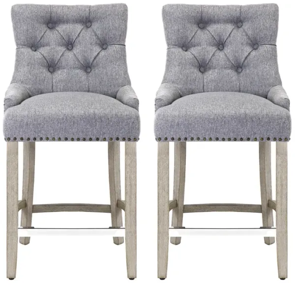 WestinTrends 24" Linen Fabric Tufted Upholstered Counter Stool (Set of 2)
