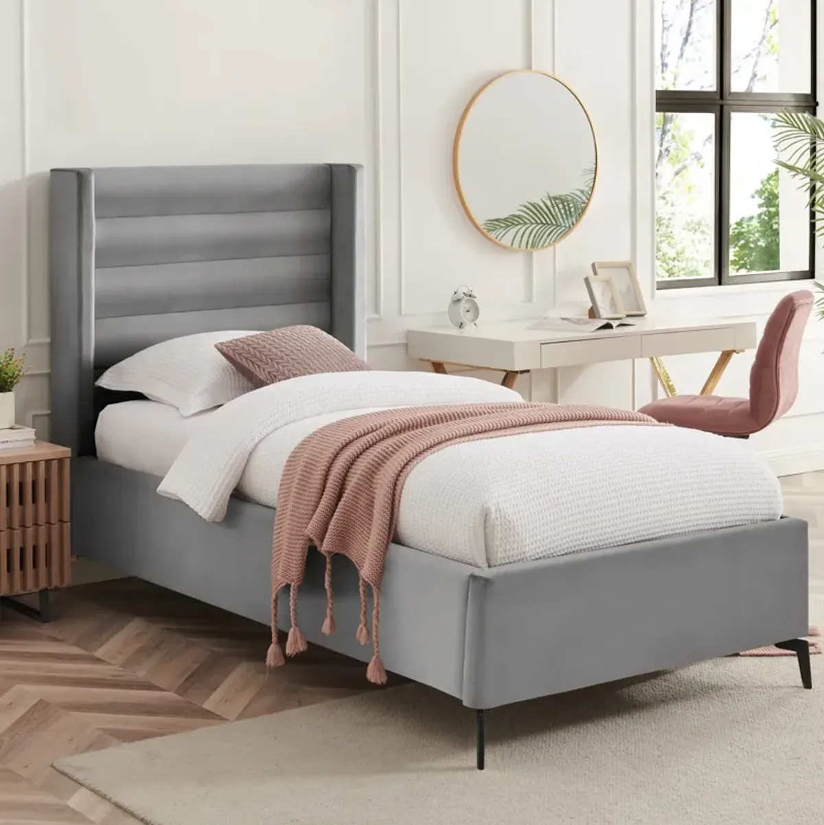 Inspired Home Ames Velvet Platform Bed