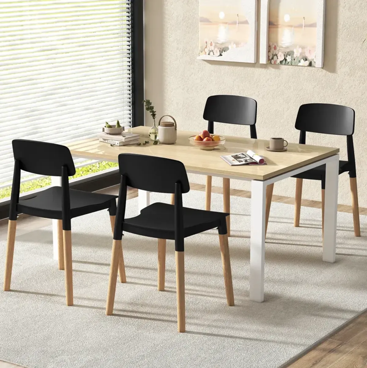 Modern Dining Side Chairs Set of 4 with Ergonomic Backrest for Dining Room