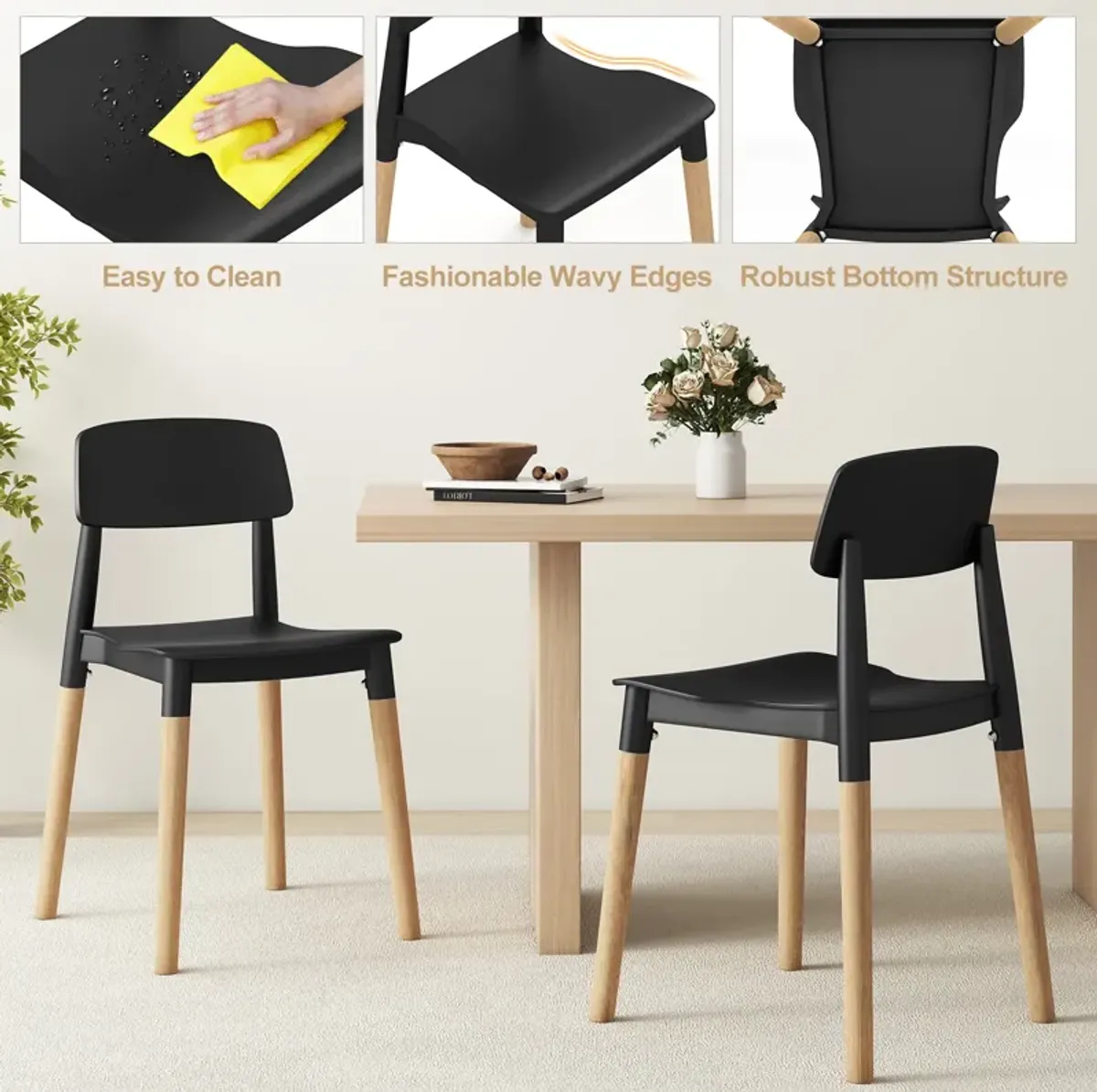 Modern Dining Side Chairs Set of 4 with Ergonomic Backrest for Dining Room