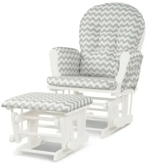 Hivvago Wood Glider and Ottoman Set with Padded Armrests and Detachable Cushion