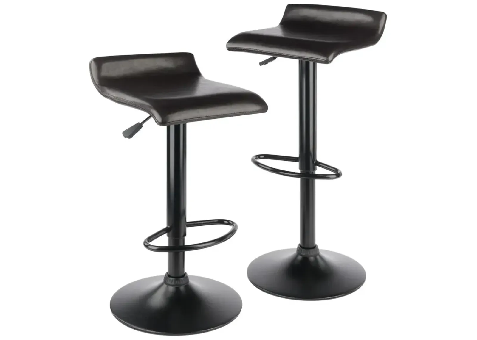 Paris Set of 2 Airlift Adjustable Swivel Stool with PU Leather Seat and Black Metal Base